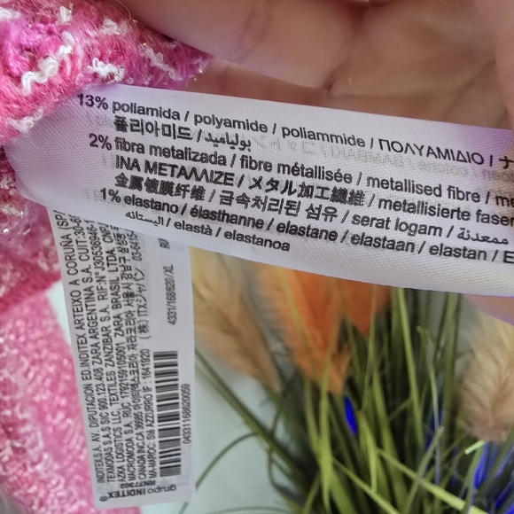 ZARA, New, Pink Tweed Texutred Weave Knit Cropped Blogger Fav Cardigan SZ XL - Picture 14 of 15